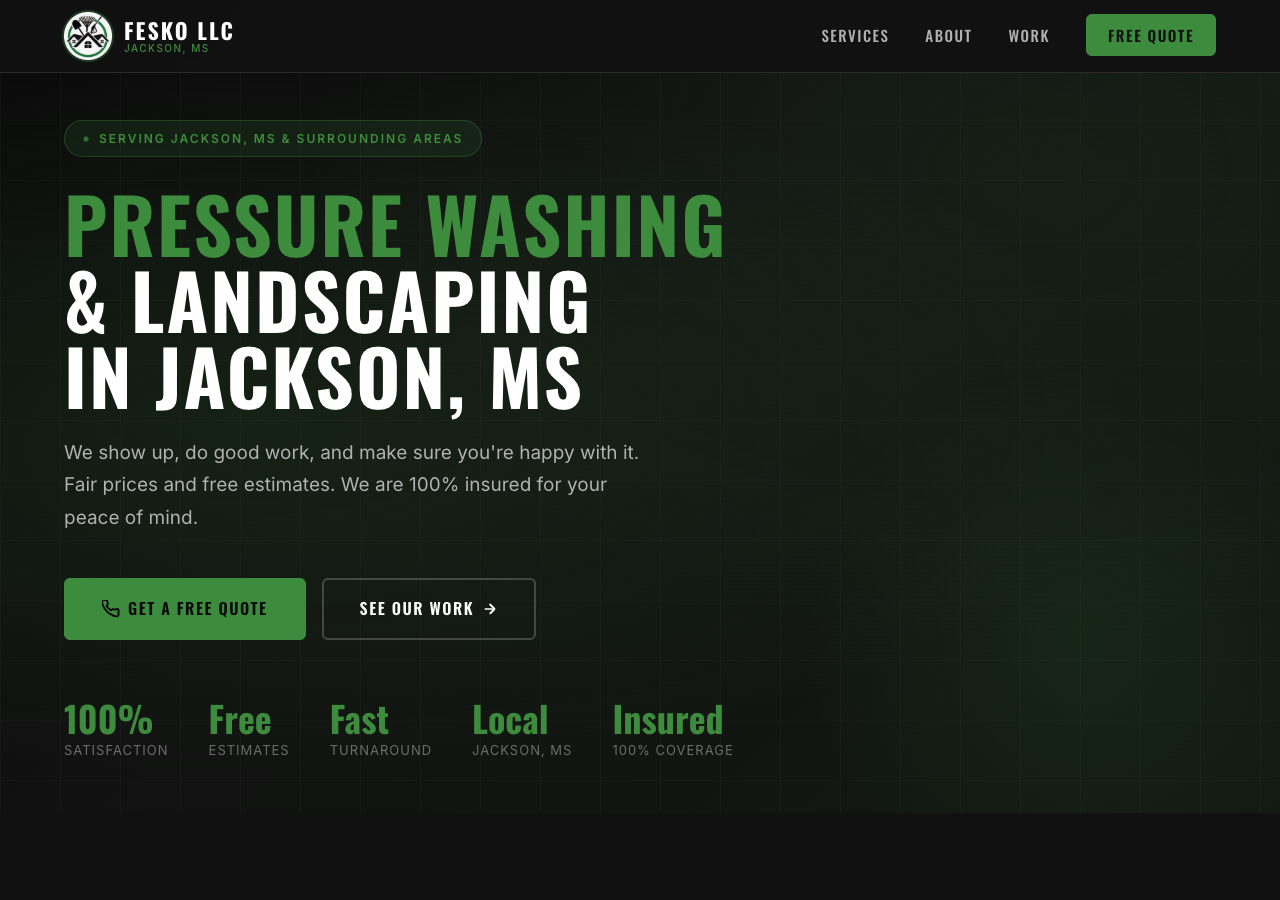 Fesko LLC Pressure Washing and Landscaping website
